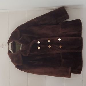 Vintage Brown Faux Fur Sears Coat Jacket Size 14